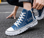 Men High Top Shoes 2020, Fashion Lace Up Breathable Canvas Sneakers