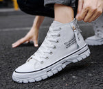 Men High Top Shoes 2020, Fashion Lace Up Breathable Canvas Sneakers