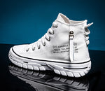 Men High Top Shoes 2020, Fashion Lace Up Breathable Canvas Sneakers